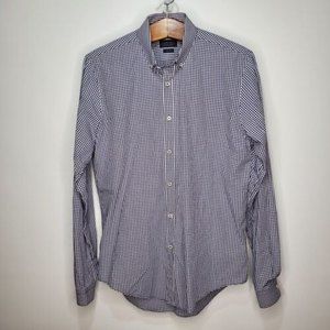 Lot Of 2 Zara Man Slim Fit Dress Shirt Men's Size Large Blue/Burgundy Check